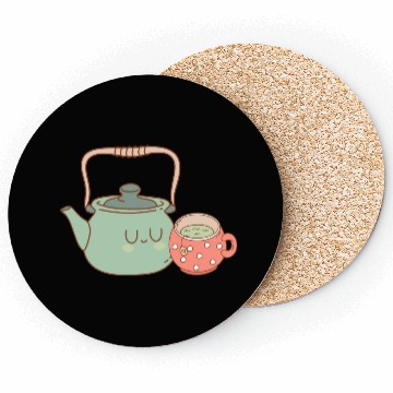 Discover Tea Kettle and Cup of Green Tea Coasters