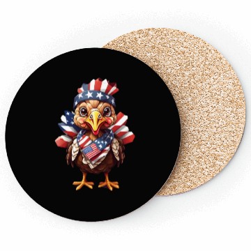 Discover Feathered Patriot: Turkey in Stars & Stripes Coasters