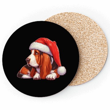 Discover Cute Basset Hound Santa Claus Coasters