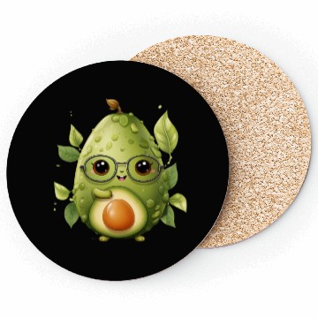 Discover lovable kawaii style avocado with a friendly face Coasters