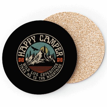 Discover HAPPY CAMPER VINTAGE MOUNTAINS Coasters