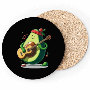 Discover Avocado playing guitar Coasters
