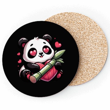 Discover Panda Heart Eye Patches Valentine's Day Bamboo Coasters