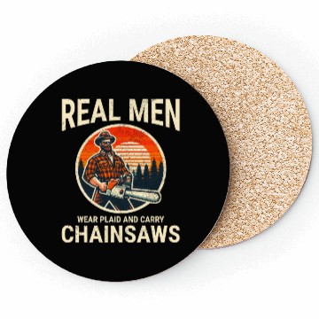 Discover Lumberjack Woodworker Woodcutter Chainsaw Arborist Coasters