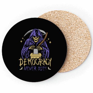 Discover Democracy Never Dies Spooky Halloween Voting Meme Coasters