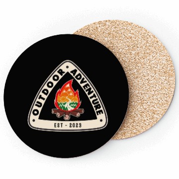 Discover Outdoor Adventure Camper Camping Campfire Tent Coasters