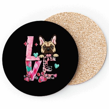 Discover Frenchie Dog I Love My Dog Valentines Day Coasters