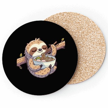 Discover Cute Sloth Eats Ramen Noodles Sloths Ramen Coasters