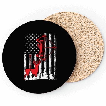 Discover Patriotic Bow Hunting Deer Hunter Flag American Coasters