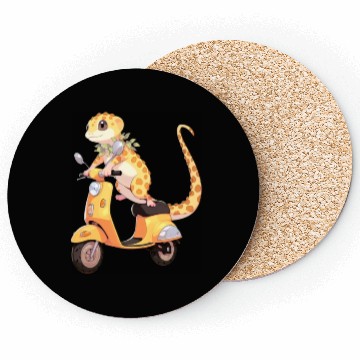 Discover Leopard Gecko on Scooter Funny Lizard Biker Moped Coasters