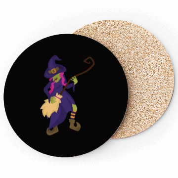 Discover Halloween Witch Using Broom As Guitar Coasters