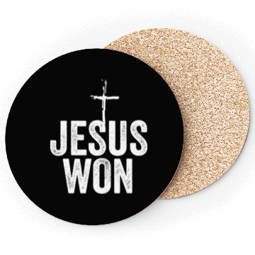 Discover Jesus Won Religious Christian Jesus Holy Cross Coasters