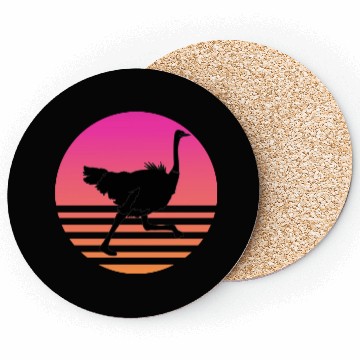 Discover Ostrich Running Retro Sunset Coasters