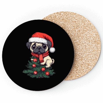 Discover Christmas Pug - Adorable Tree Guardian Coasters