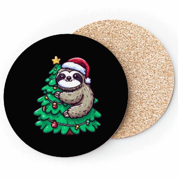 Discover Christmas Sloth - Relaxing on the Christmas Tree Coasters