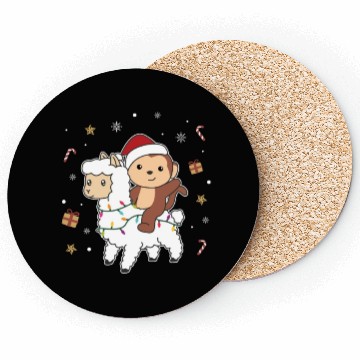 Discover Monkey Lama Christmas Snow Winter Animals Coasters