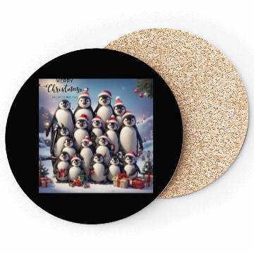 Discover Christmas penguins Coasters