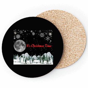 Discover It s Christmas Time 3 3 black Coasters