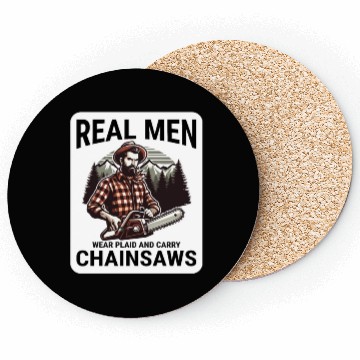 Discover Lumberjack Woodworker Woodcutter Chainsaw Arborist Coasters