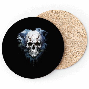 Discover Eternal Night: Haunting Skull Artwork Coasters