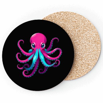 Discover A Cartoonish Octopus in a Playful Pose Coasters