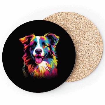 Discover Watercolor Colorful Border Collie Coasters