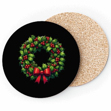 Discover Festive Foliage: Classic Christmas Wreath Coasters
