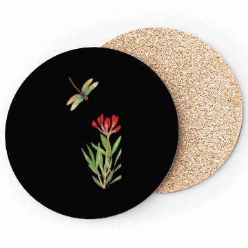 Discover dragonfly flying over a plant Coasters