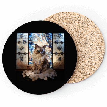 Discover Ragdoll cat in stained glass Coasters