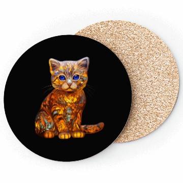 Discover Stained Glass Scottish Fold kitten Coasters
