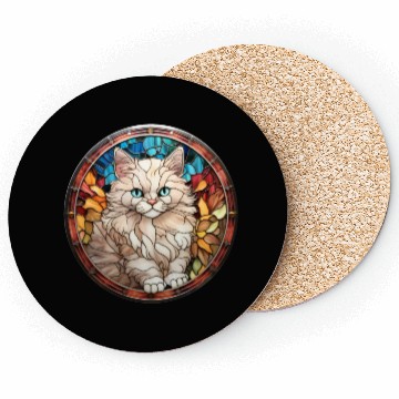 Discover Ragdoll kitten in stained glass Coasters