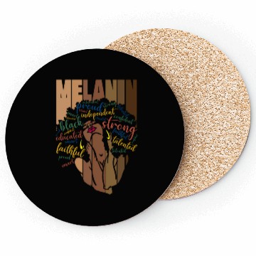 Discover Melanin Powerful Words Afro Black Coasters