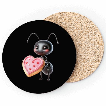 Discover Ant With Heart Cookie Valentine's Day Greeting Coasters