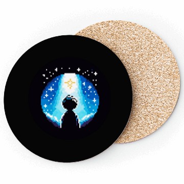 Discover Digital Night Sky - 8-Bit Childhood Dreams Coasters