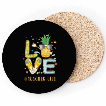 Discover Teacher Life Pineapple Sunglasses Flip Flop Coasters