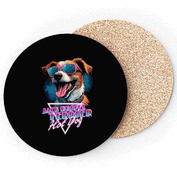 Discover Retro Wave Jack Russel Terrier Hot Dog Coasters