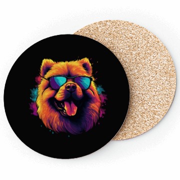 Discover Retro Wave Chow Chow Dog Coasters