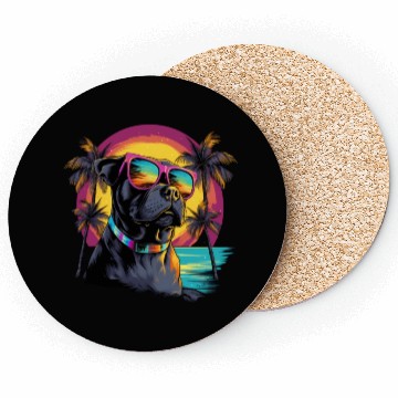Discover Retro Wave Pitbull Terrier Dog Coasters