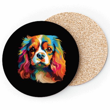 Discover Watercolor Colorful Cavalier King Charles Spaniel Coasters