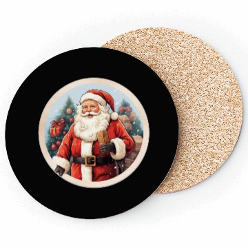 Discover 3D christmassticker circle Santa Claus Coasters