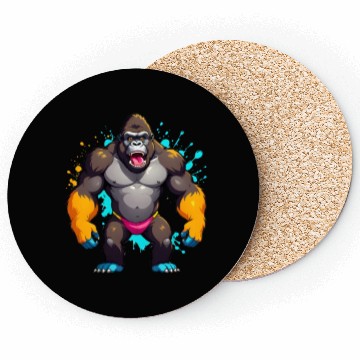 Discover A Cartoonish Gorilla in a Playful Pose Coasters
