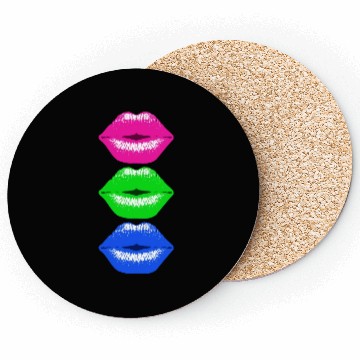 Discover 3 Kissing Lips Neon Colors Coasters