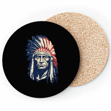 Discover Indian Native American Chief Feather Headdress Coasters
