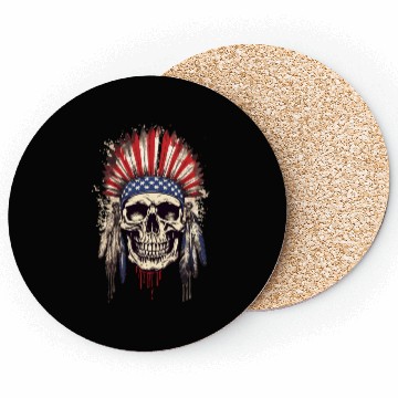 Discover Skull Indian Chief Native American USA Coasters