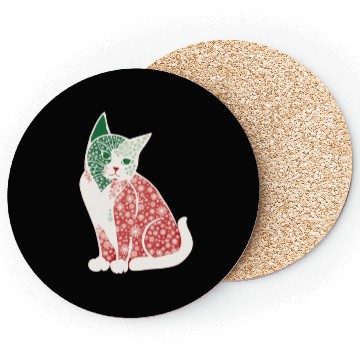 Discover Christmas snowflake cat v2 Coasters