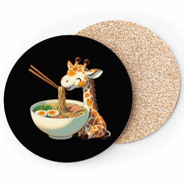 Discover Cute Giraffe Eats Ramen Noodles Giraffe Ramen Coasters