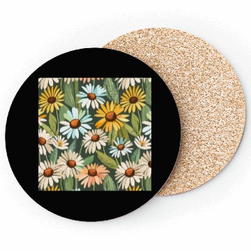 Discover Daisy flower pattern watercolor poster Coasters