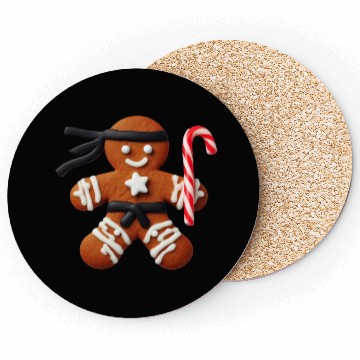 Discover Funny Ninja Gingerbread Man Cookie Candy Cane Coasters