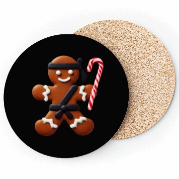 Discover Funny Ninja Gingerbread Man Cookie Candy Cane Coasters