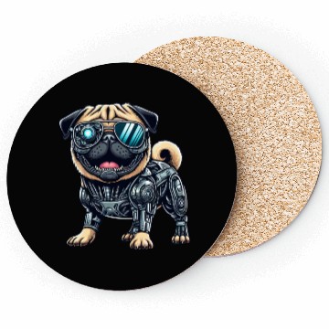 Discover Pug Cyborg - Bionic Robot Dog Coasters